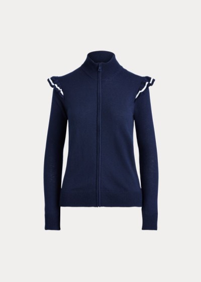 Sueter Ralph Lauren Mujer Azul Marino - Ruffle-Trim Zip Golf - LTQHD0853